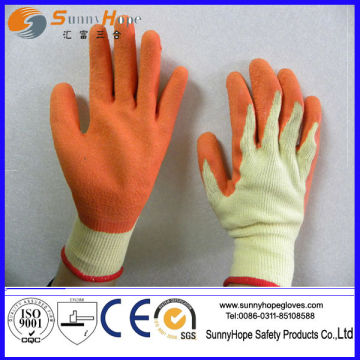 Crinkle finish Palm coated latex colored rubber gloves